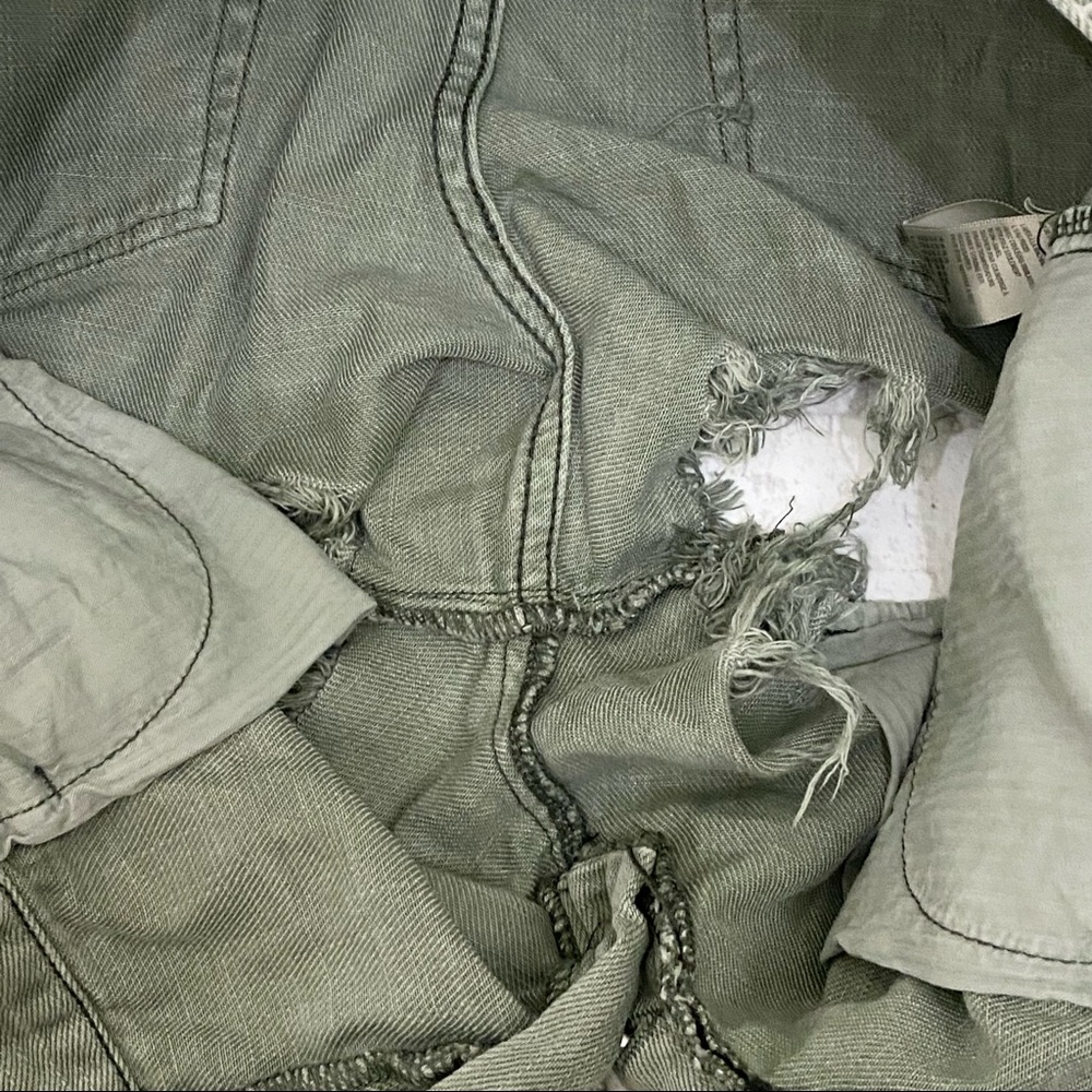 FREE PEOPLE We The Free Loving Good Vibrations Cutoff Olive Green Denim Shorts - Picture 8 of 13